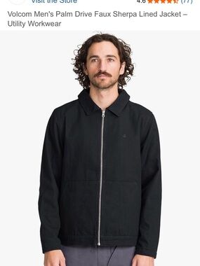 Volcom Sherpa Lined Men's Black Zip-Front Jacket
